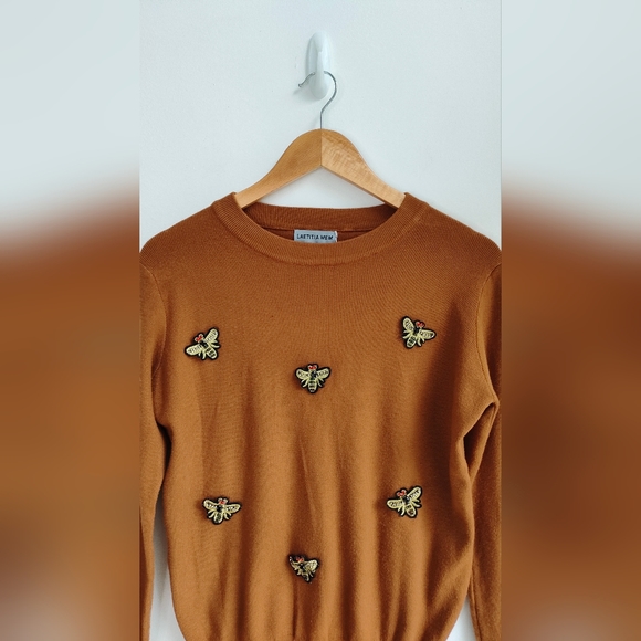 Laetitia Mem Tan Brown Long Sleeve Fine Knit Jumper Size 12 - Picture 2 of 7